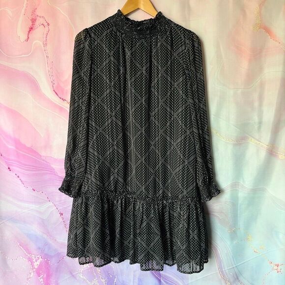 J. Crew Dresses & Skirts - J. Crew S Black White Polka Dot Sheer Dress Preppy Romantic Retro Classy Evening